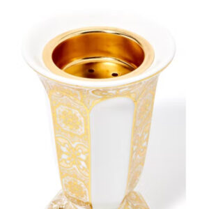 Ceramic Incense Burner White/Gold 13x8cm