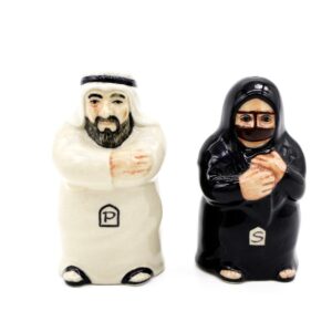 Salt and Pepper Arab Man & Arab Woman Shakers Set Ceramic Kitchen, Home, Hotel Décor