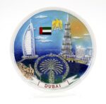 Dubai Souvenir Ceramic Plate 20Cm X 20Cm Multi-Colour