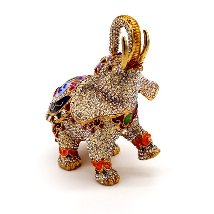 Elephant Jewelry Box – Decor Statue with Intricate Stone Work
