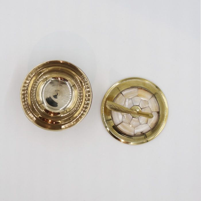 Brass Apple Powder Pot – Sea Shell Inlay Design