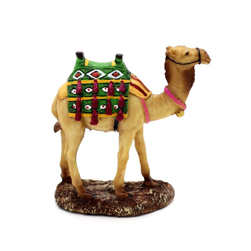 Ceramic Camel Figurine with Green Designer Saddle – Elegant Home Décor Accent