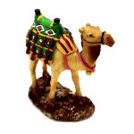 Ceramic Camel Figurine with Green Designer Saddle – Elegant Home Décor Accent