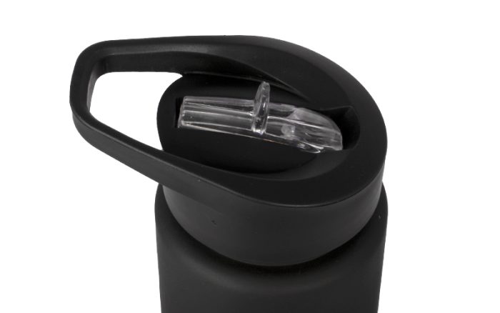 Dubai Matte Black Water Bottle – Modern Logo with Straw Lid