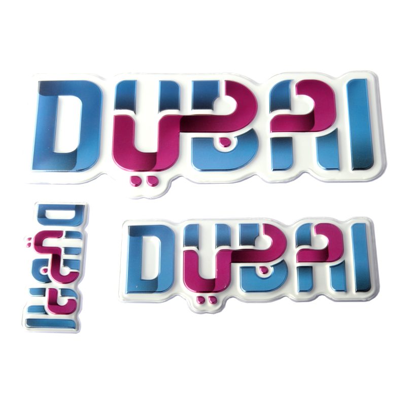 Dubai 3D Logo Sticker – English & Arabic Design