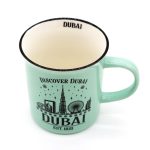 Discover Dubai Souvenir Mug – Mint Green Ceramic with City Landmarks