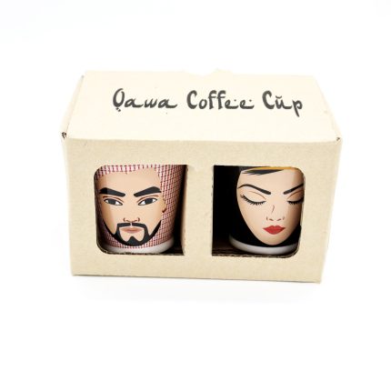 Ceramic Qahwa Cups – Featuring Traditional Arab Man & Woman