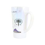 Dubai Landmark Souvenir Mug - Iridescent Ceramic Latte Mug with Palm Jumeirah & Burj Al Arab Illustrations – 12oz/15oz