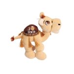 Beige camel plush toy with I Love DXB embroidery saddle, soft Dubai souvenir stuffed toy