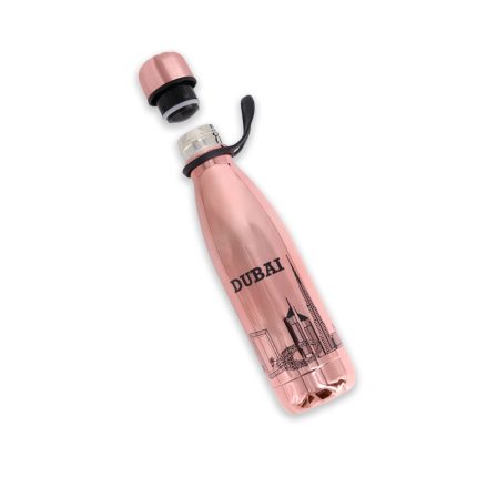 Carry the Spirit of Dubai Wherever You Go Stay hydrated in style with our stunning Rose Gold Dubai Skyline Water Bottle. This premium flask features a sleek, high-shine metallic finish and a beautifully detailed laser-etched illustration of Dubai’s most iconic landmarks, including the Burj Khalifa, Museum of the Future, and Burj Al Arab. Designed for both the urban commuter and the world traveler, this bottle combines modern luxury with daily utility. The double-walled insulation keeps your water crisp and cold for up to 24 hours or your coffee steaming hot for up to 12 hours. Whether you’re hitting the gym, heading to the office, or looking for the perfect Dubai souvenir, this bottle is a functional piece of art. Product Short Description Iconic Style meets Daily Hydration. A premium stainless steel water bottle in brilliant Rose Gold, featuring a detailed Dubai skyline design. Vacuum-insulated to keep drinks cold for 24 hours or hot for 12, this leak-proof flask is the ultimate stylish souvenir or gift for fans of the City of Gold.Rose-Gold-Dubai-Skyline-Water-Bottle-Insulated-Stainless-Steel-Flask-with-Burj-Khalifa-Design
