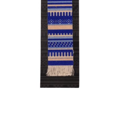 Royal-Blue-Sadu-Heritage-Book-Rug-Woven-Textile-Bookmark-with-Geometric-Bedouin-Patterns-and-Fringe